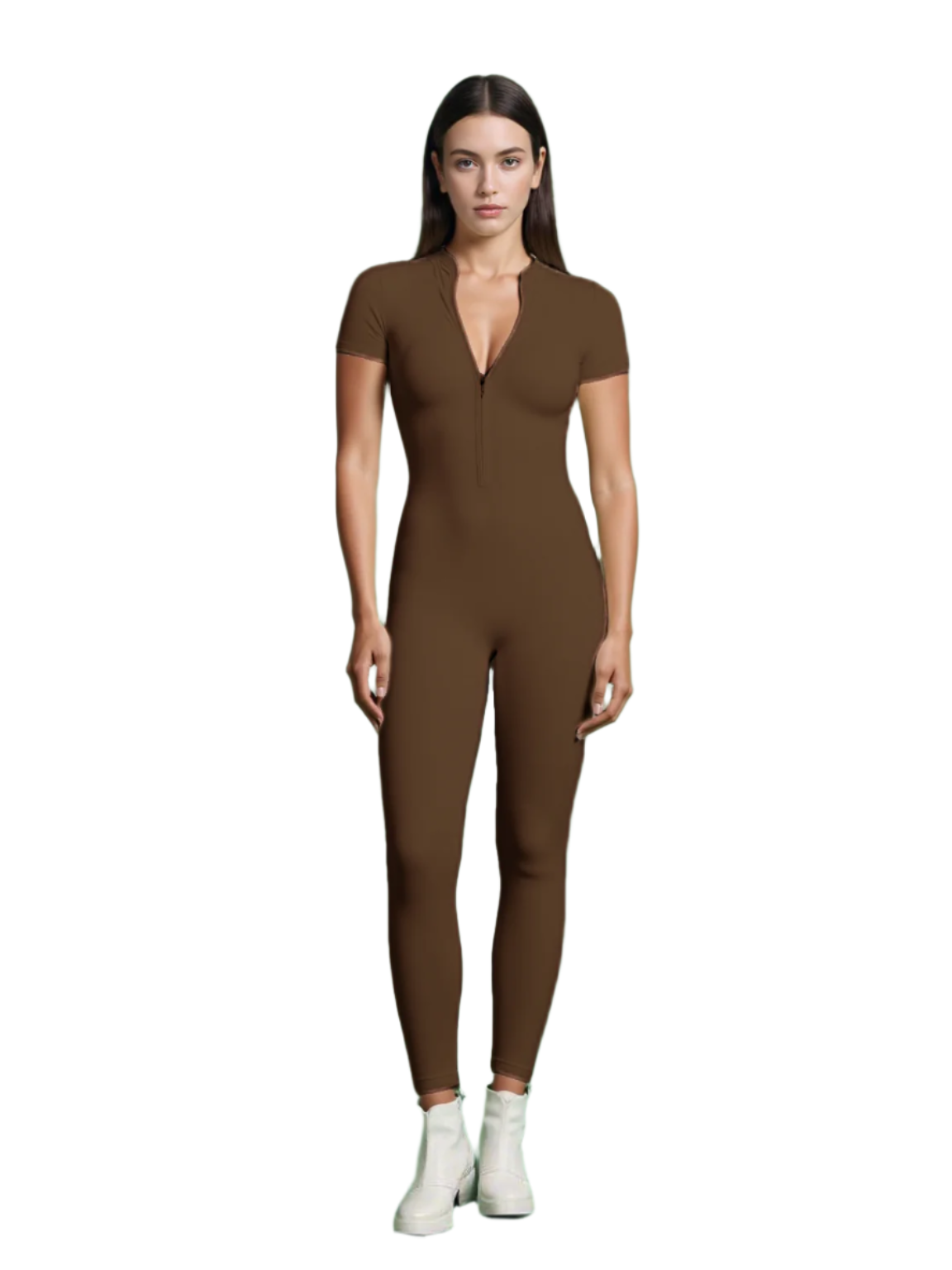 Sleeked Down Zipper Workout Jumpsuit
