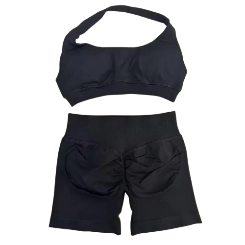Xooie Fit women's fitness bra shorts set in black for comfortable workout performance