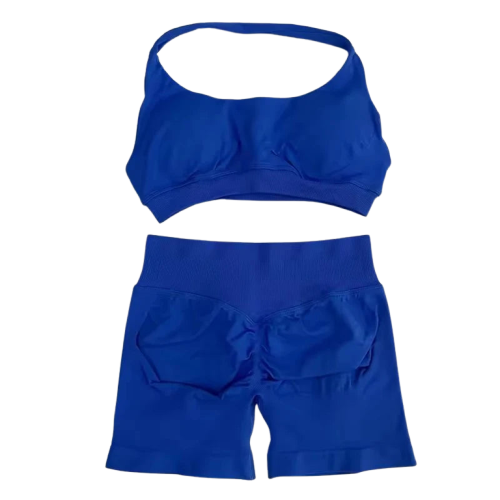 Xooie Fit women's fitness bra shorts set in vibrant blue for comfortable workouts