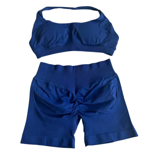 Xooie Fit women's fitness bra shorts set in blue featuring a comfortable design for active wear