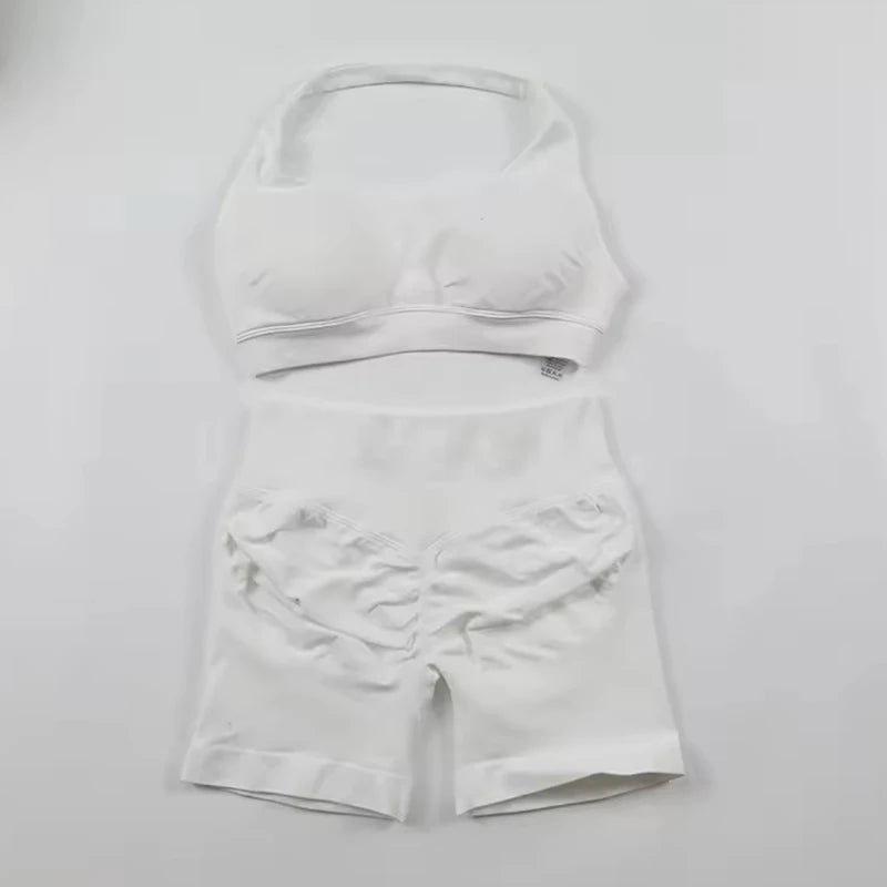 Xooie Fit women's fitness bra shorts set in white for comfortable workout sessions