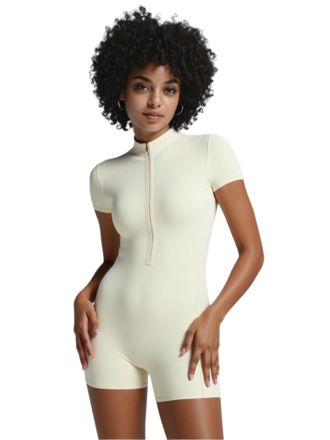 Fitted Coke Bottle Zipper One-Piece Romper
