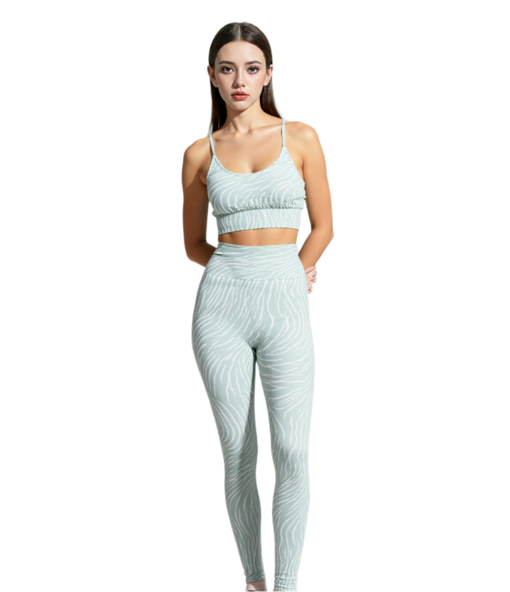 Treadmillin' Me Softly | Zebra Stripped Bra + Leggings Set