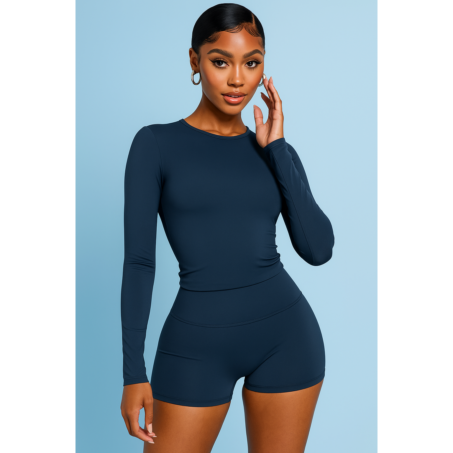 Pulse Charm | Long Sleeve Top & Shorts Two-Piece Set