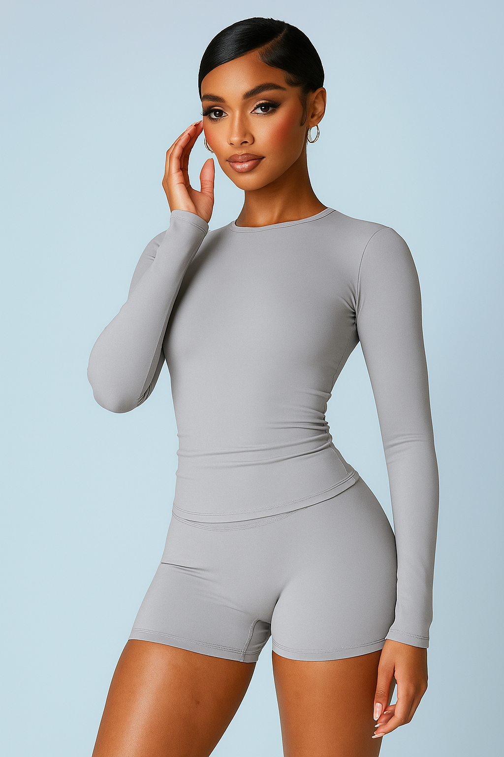 Pulse Charm | Long Sleeve Top & Shorts Two-Piece Set