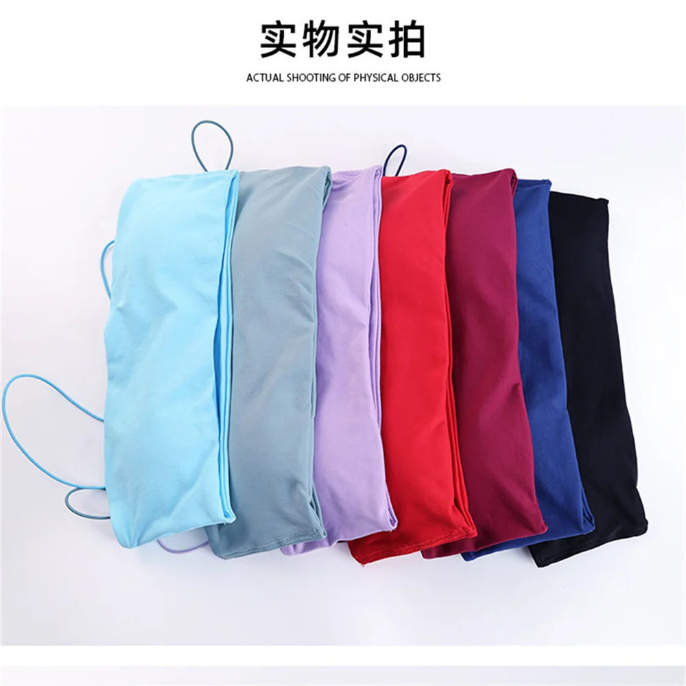 3-piece active set in multiple colors: thin-strap bra, cover top, and matching shorts