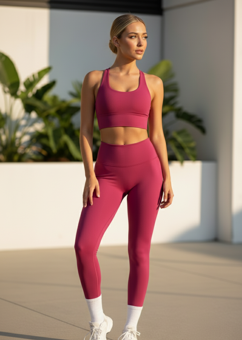 May Your Delulu Come Truelulu | Strappy X-Back Fitness Bra + High Waisted Leggings Set