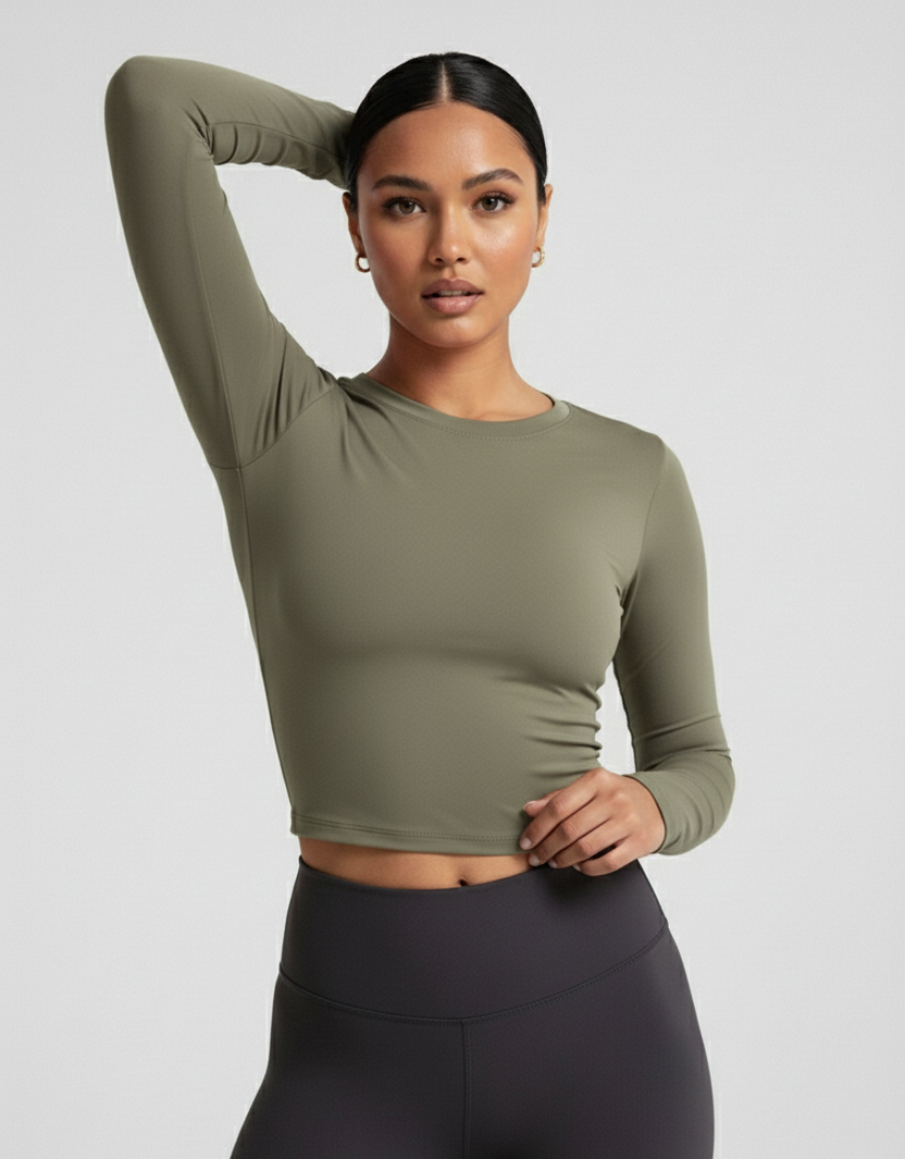 Compressed Never Stressed | Backless Long Sleeve Fitted Active Crop Top