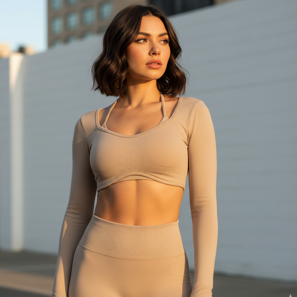 Sweaty Betty | Bra, Fitted Crop Top + Leggings 3-Piece Matching Set