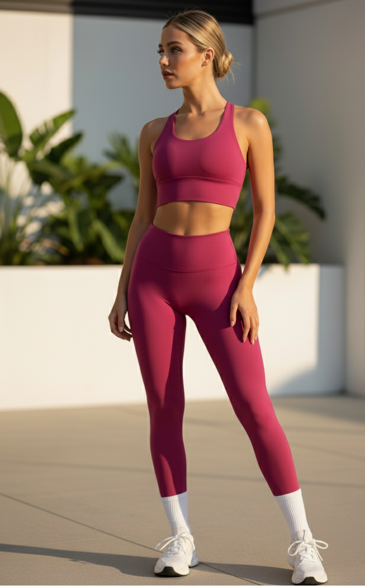 May Your Delulu Come Truelulu | Strappy X-Back Fitness Bra + High Waisted Leggings Set