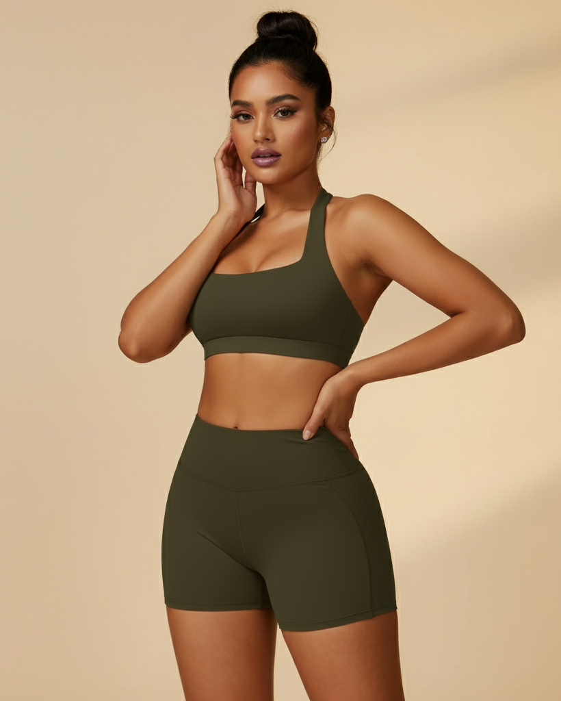Motivated (ish) | Halter Sports Bra + Active Shorts Matching Set
