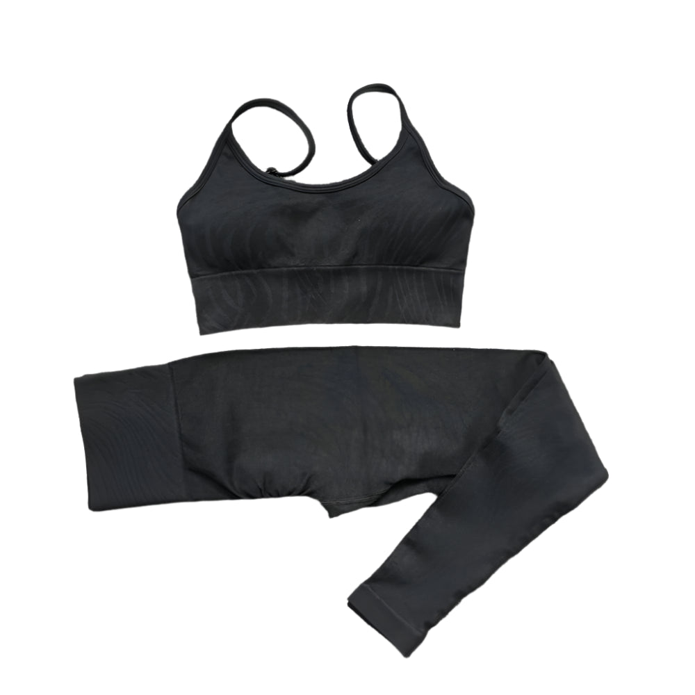 Treadmillin' Me Softly | Zebra Stripped Bra + Leggings Set