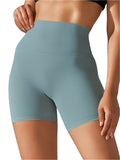 Drop A Squat Active Shorts, Teal, high-rise with curved seam detail