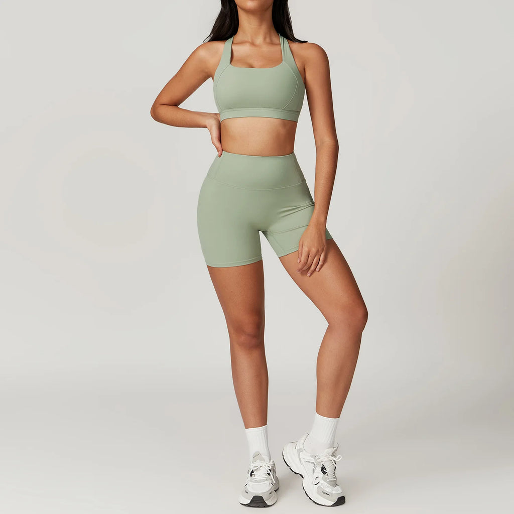 Fresca Fabulous | X-Back Active Bra + Shorts Matching Set