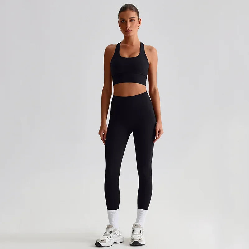 May Your Delulu Come Truelulu | Strappy X-Back Fitness Bra + High Waisted Leggings Set