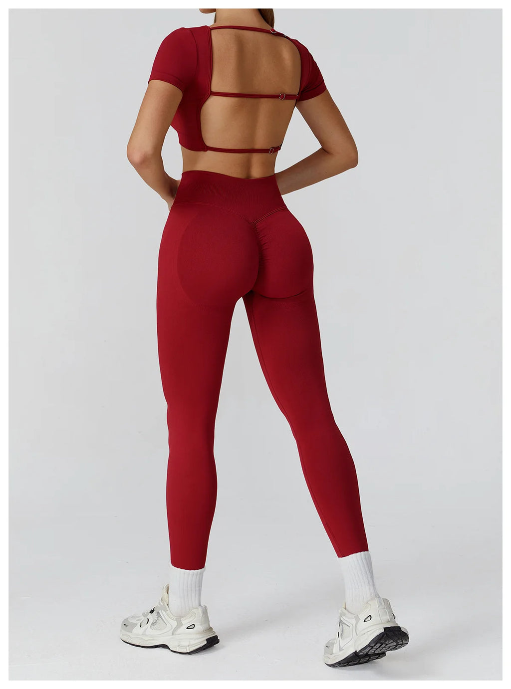 Too Cute To Cover | Backless Crop Top + High Waist Active Leggings Set