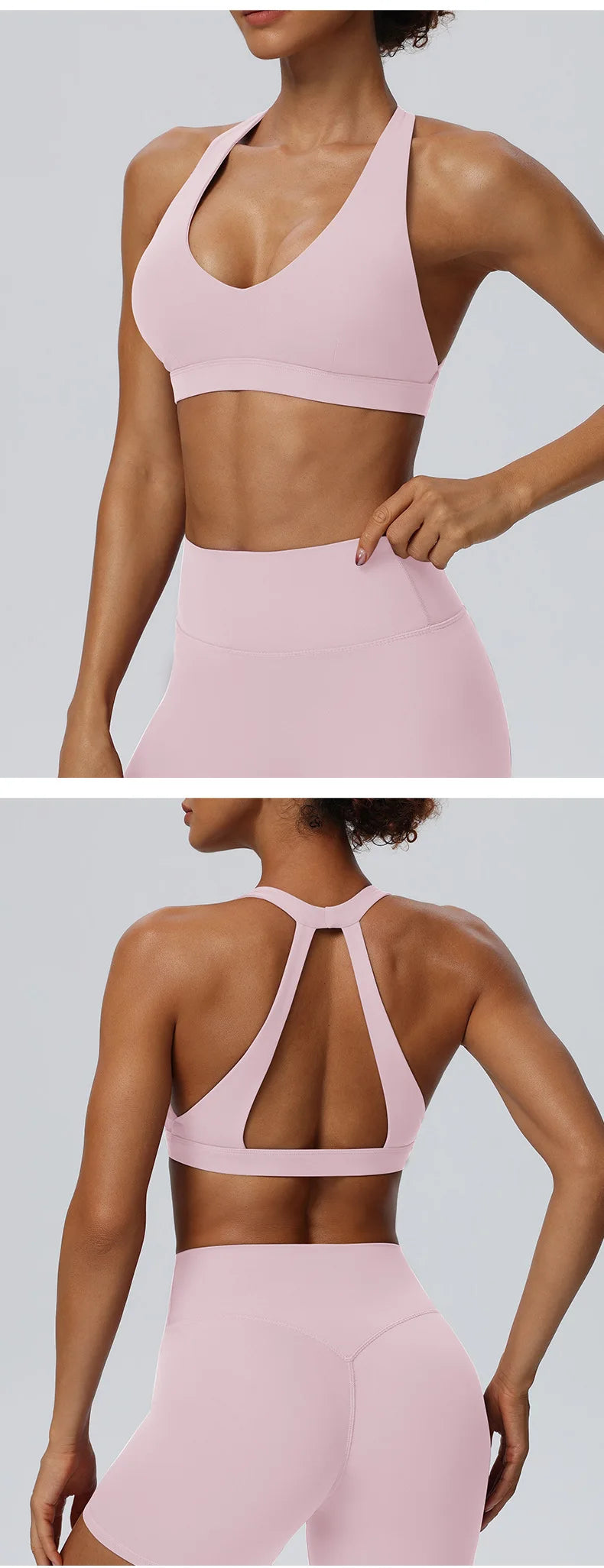 VEQKING Hollow Back Women Sports Bras Naked Feel Yoga Crop Tops Detachable Pads Gym Fitnss Bralettes Quick Dry Workout Tops