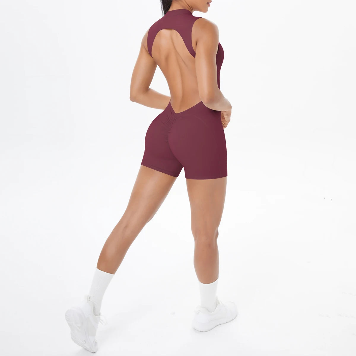 Backless Babe | Backless Tank-Short Romper Jumpsuit Active One-Piece