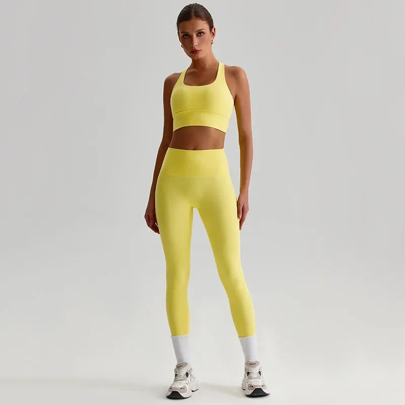 May Your Delulu Come Truelulu | Strappy X-Back Fitness Bra + High Waisted Leggings Set