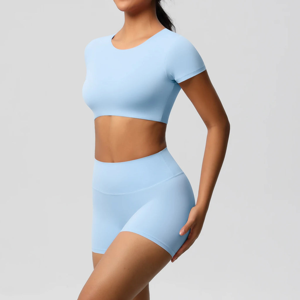 Body Tea | Fitted Crop Top + Active Shorts Set