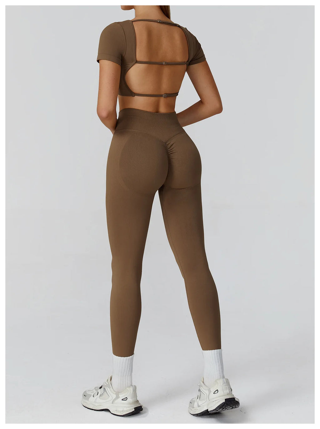 Too Cute To Cover | Backless Crop Top + High Waist Active Leggings Set