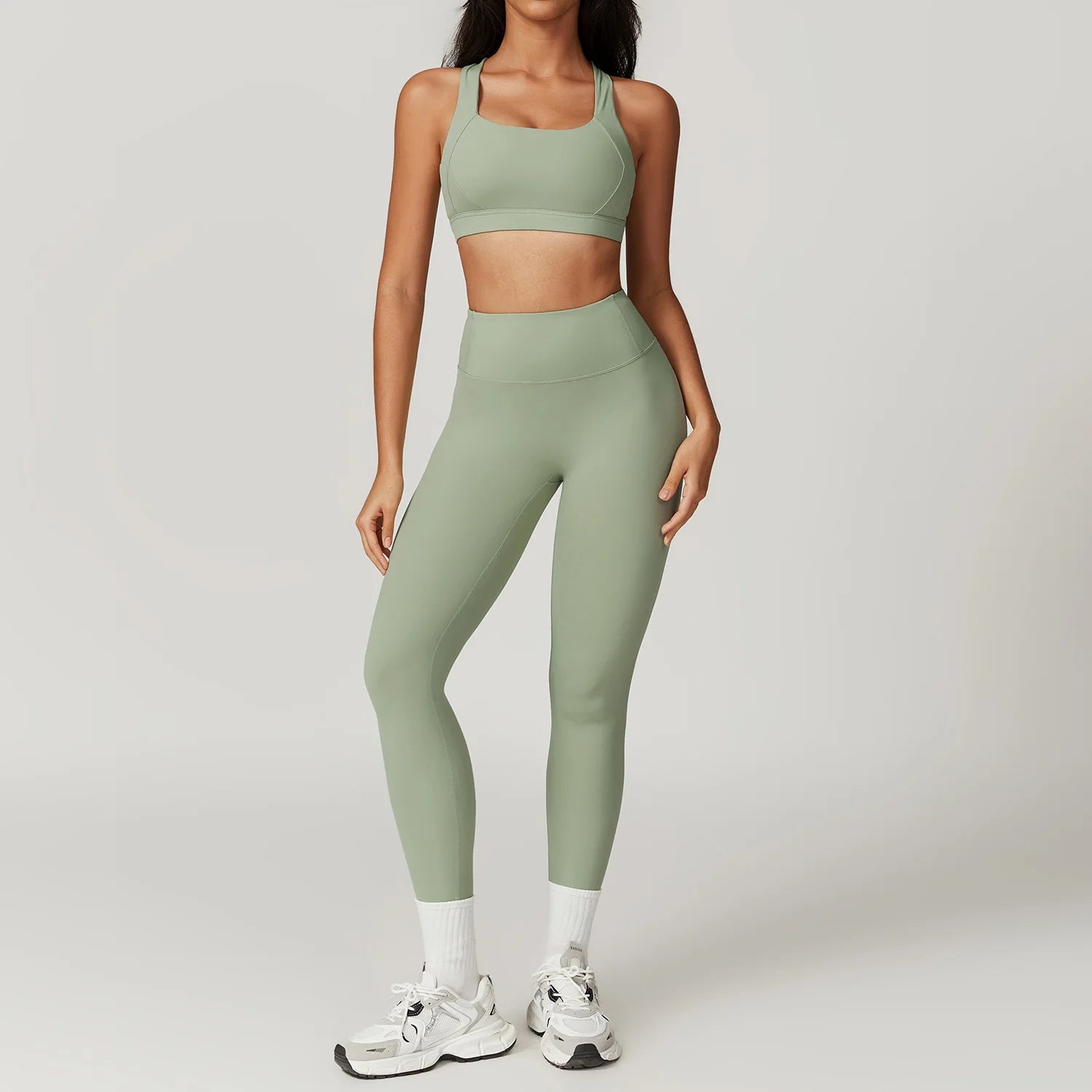 Fit Happens | Criss Cross Back Sports Bra + High Waisted Leggings Matching Set