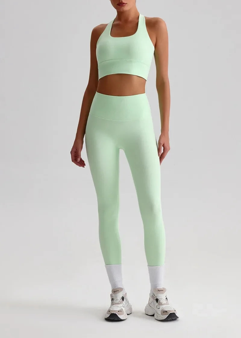 May Your Delulu Come Truelulu | Strappy X-Back Fitness Bra + High Waisted Leggings Set