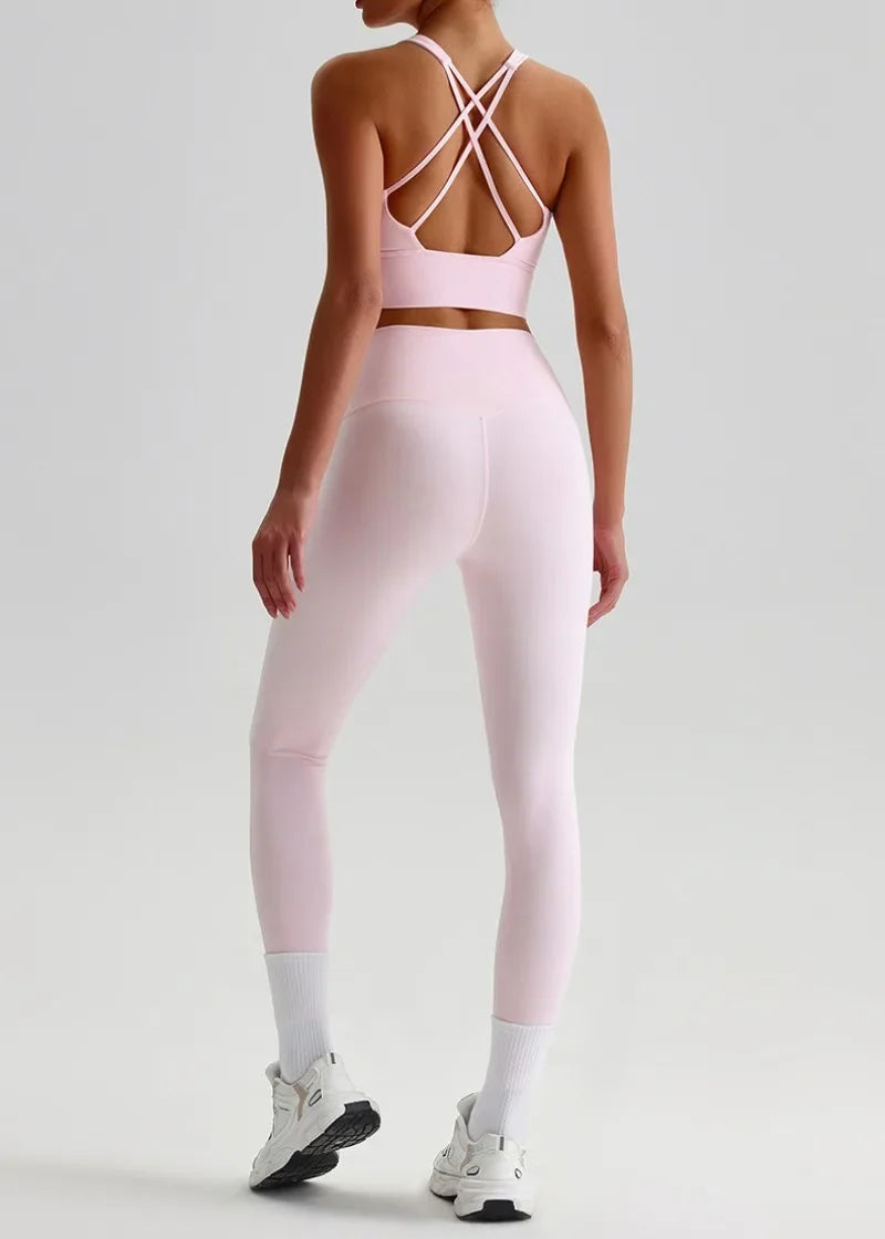 May Your Delulu Come Truelulu | Strappy X-Back Fitness Bra + High Waisted Leggings Set