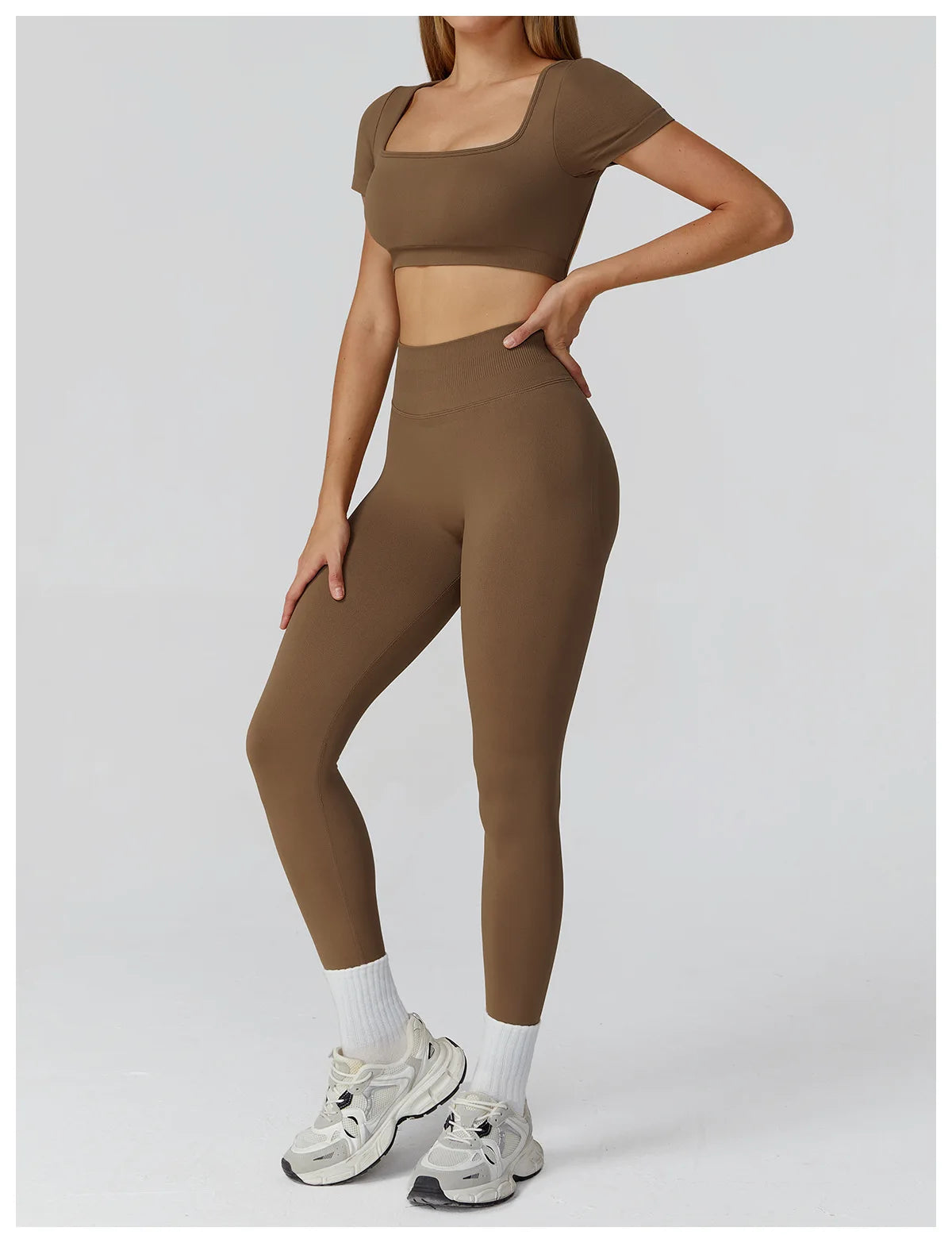Too Cute To Cover | Backless Crop Top + High Waist Active Leggings Set