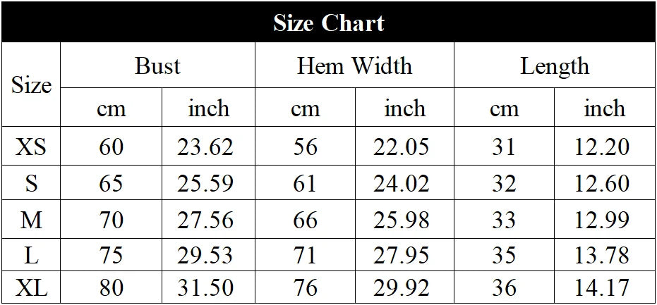 Xooie Fit women's zip crop top long sleeve in various sizes with detailed size chart for perfect fit