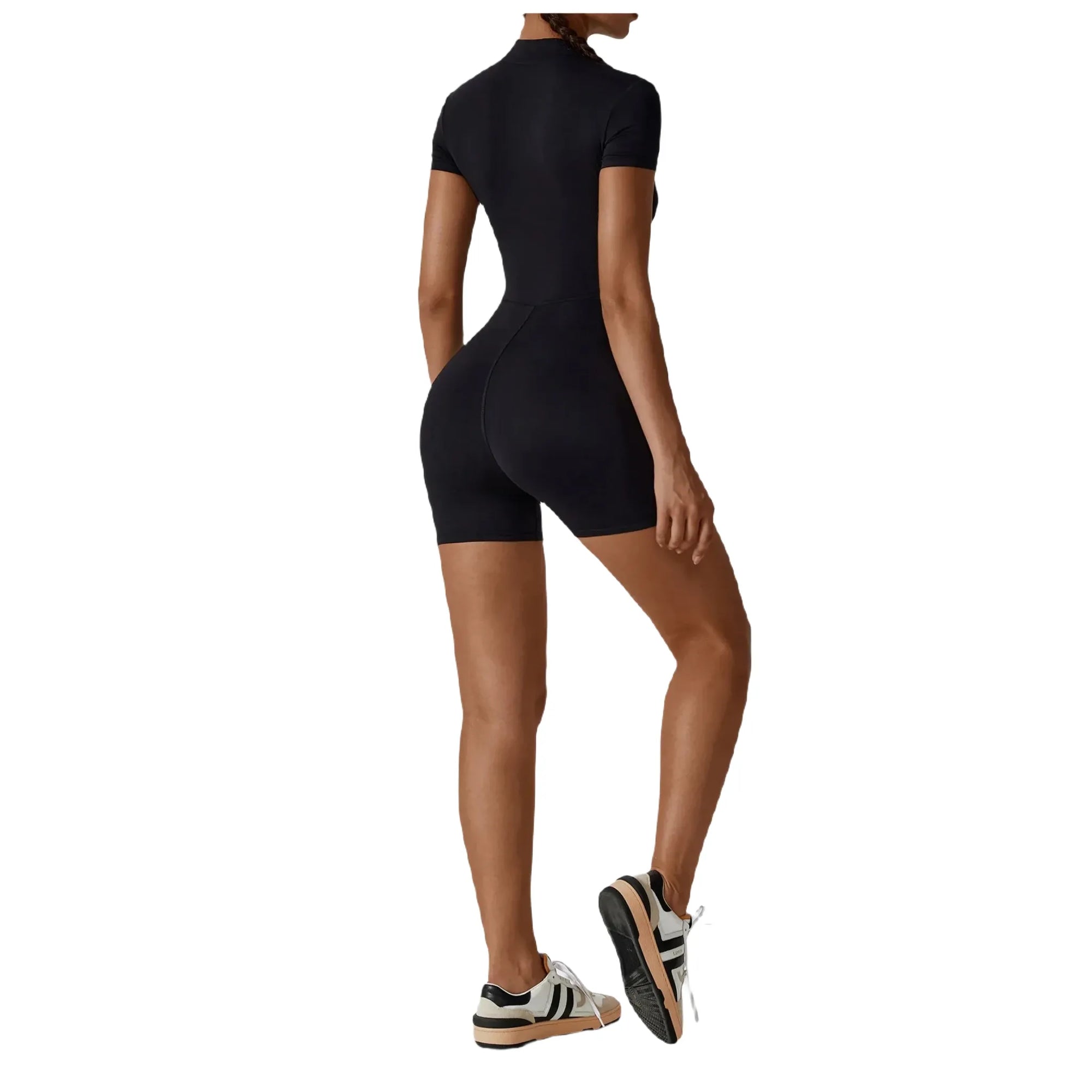 Fitted Coke Bottle Zipper One-Piece Romper