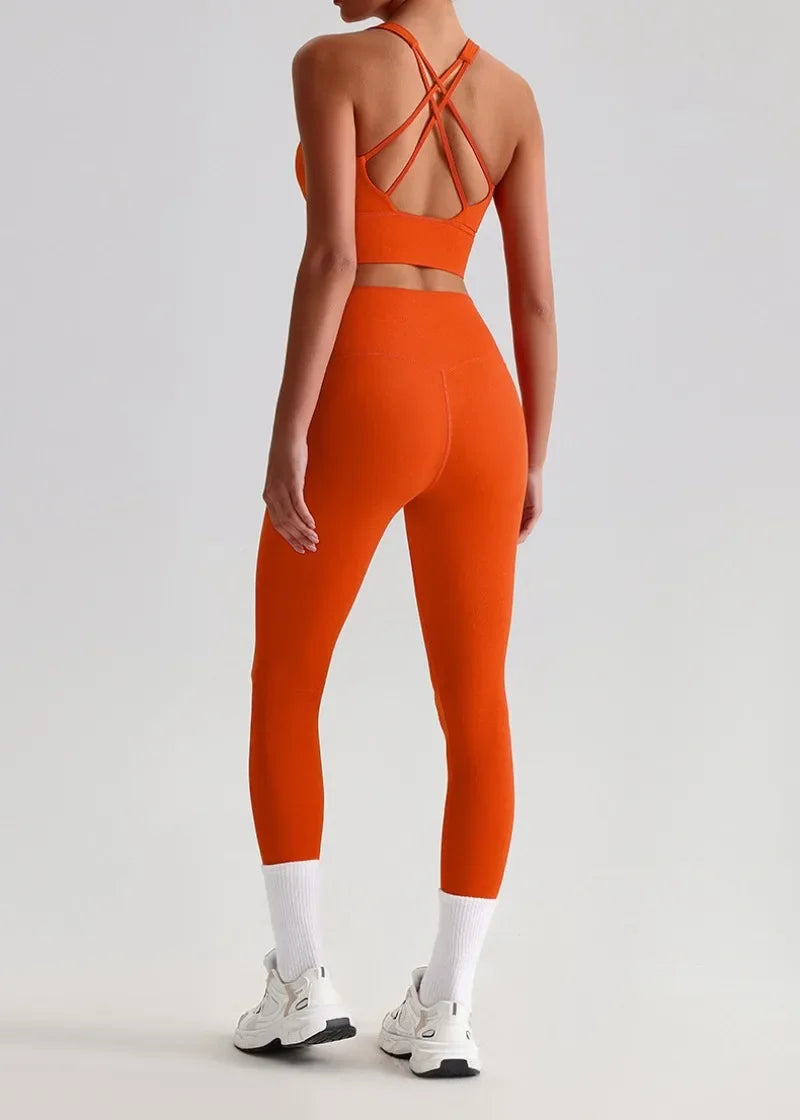 May Your Delulu Come Truelulu | Strappy X-Back Fitness Bra + High Waisted Leggings Set