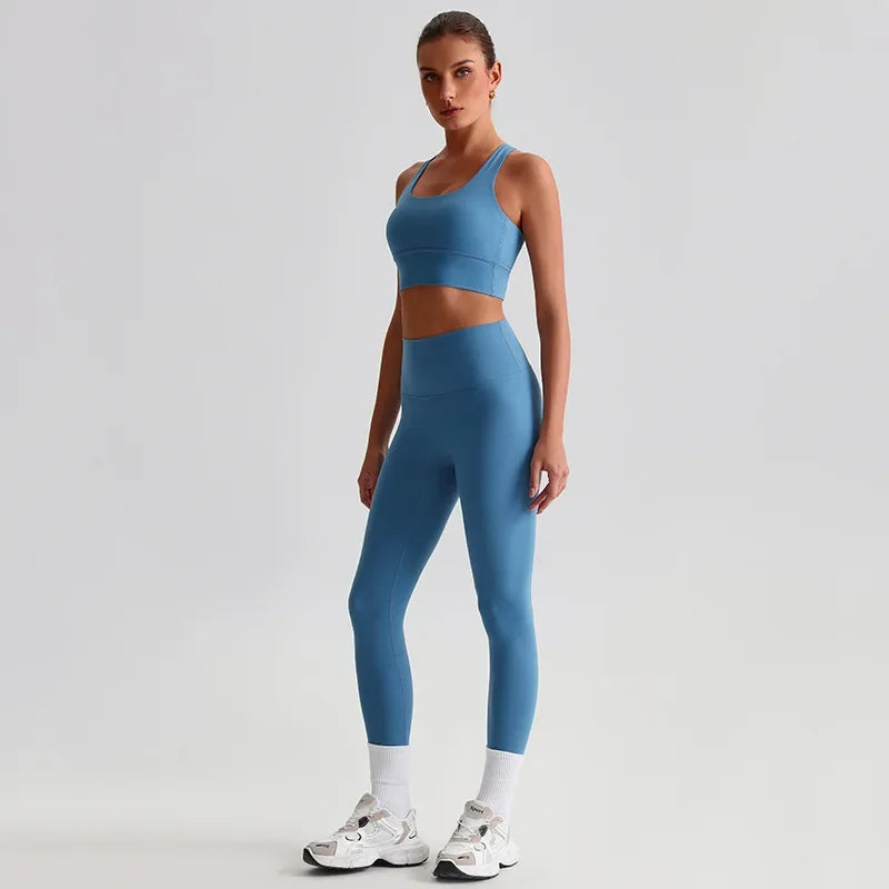 May Your Delulu Come Truelulu | Strappy X-Back Fitness Bra + High Waisted Leggings Set