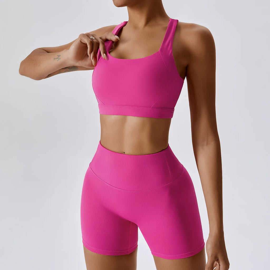 Fresca Fabulous | X-Back Active Bra + Shorts Matching Set