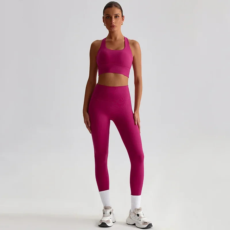 May Your Delulu Come Truelulu | Strappy X-Back Fitness Bra + High Waisted Leggings Set