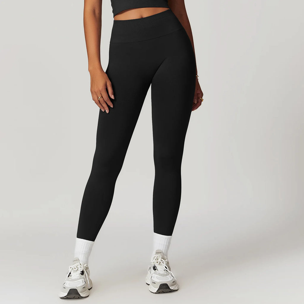 No Spiff High Waisted Active Leggings, schwarz, hohe Taille, langes enges Bein