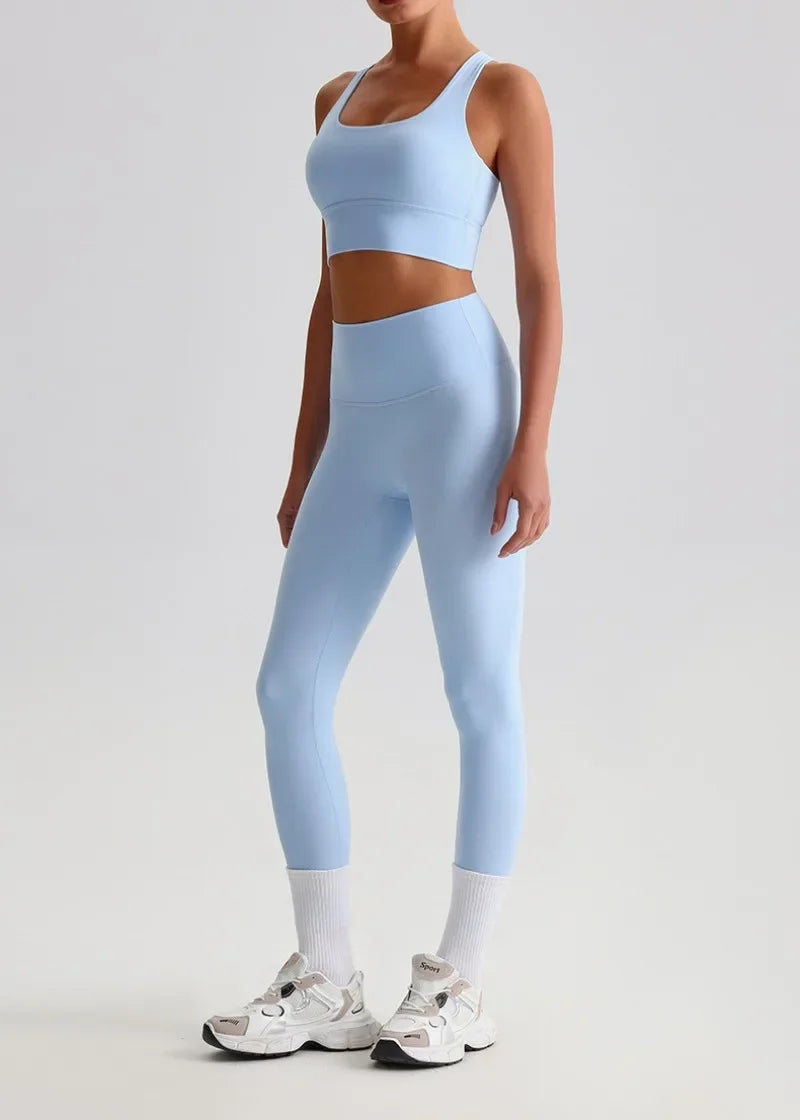 May Your Delulu Come Truelulu | Strappy X-Back Fitness Bra + High Waisted Leggings Set
