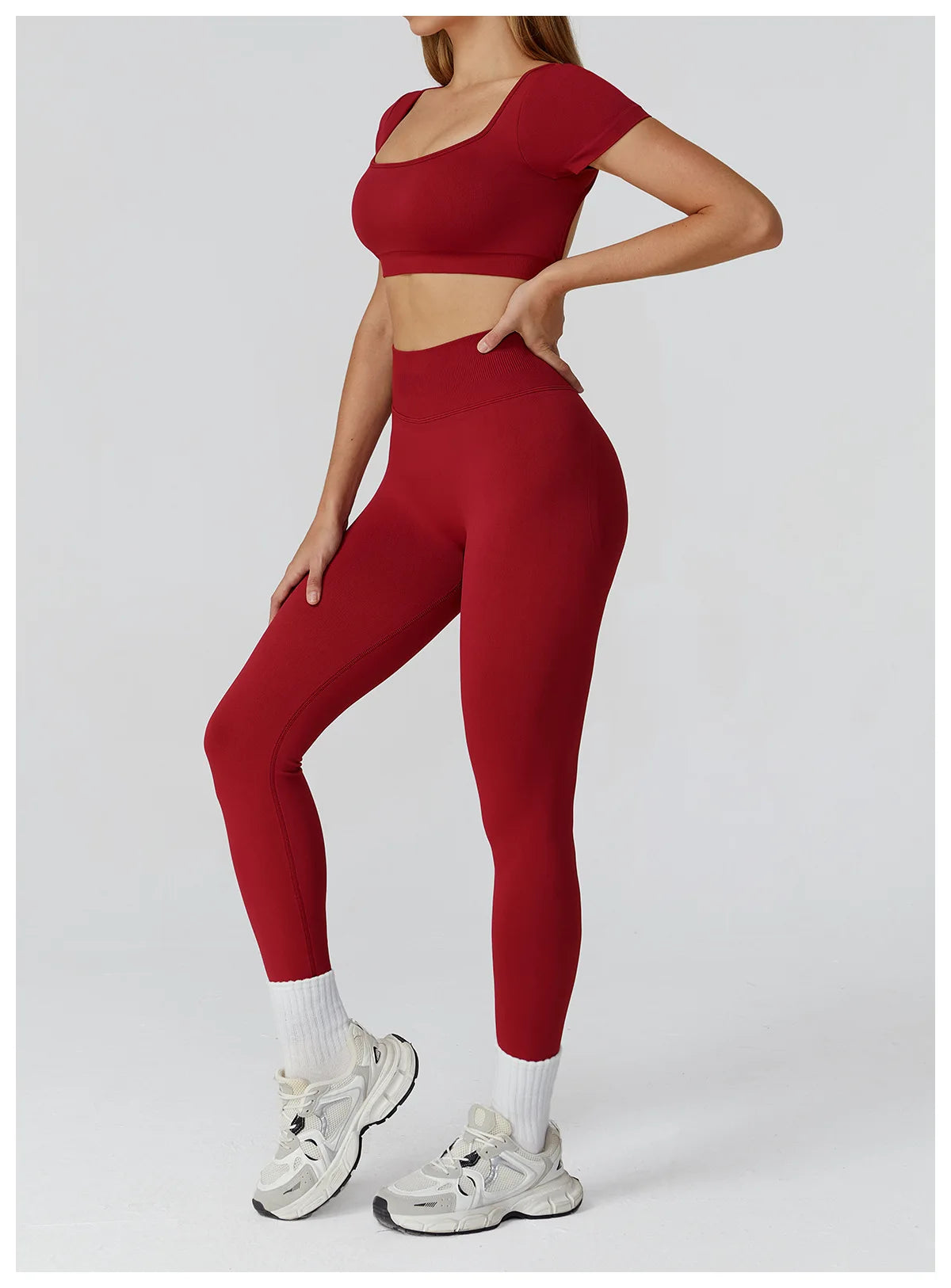 Too Cute To Cover | Backless Crop Top + High Waist Active Leggings Set