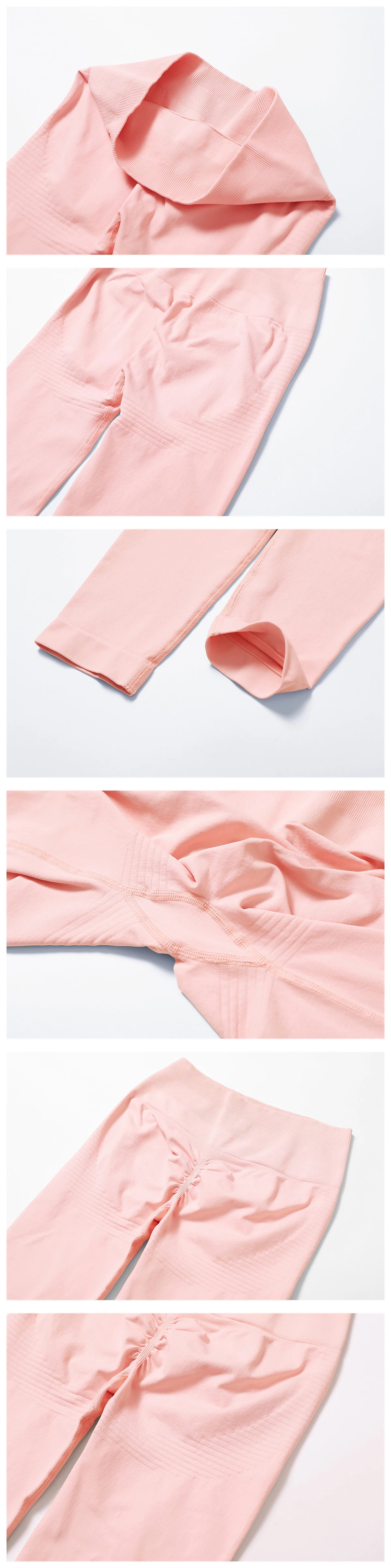 Hellrosa Active Leggings Stoffdetails, hochtailliert, glatte Oberfläche