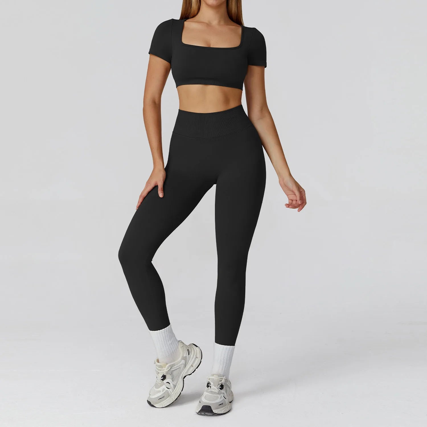 Too Cute To Cover | Backless Crop Top + High Waist Active Leggings Set