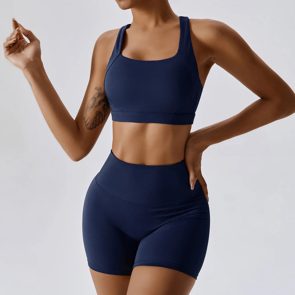 Fresca Fabulous | X-Back Active Bra + Shorts Matching Set