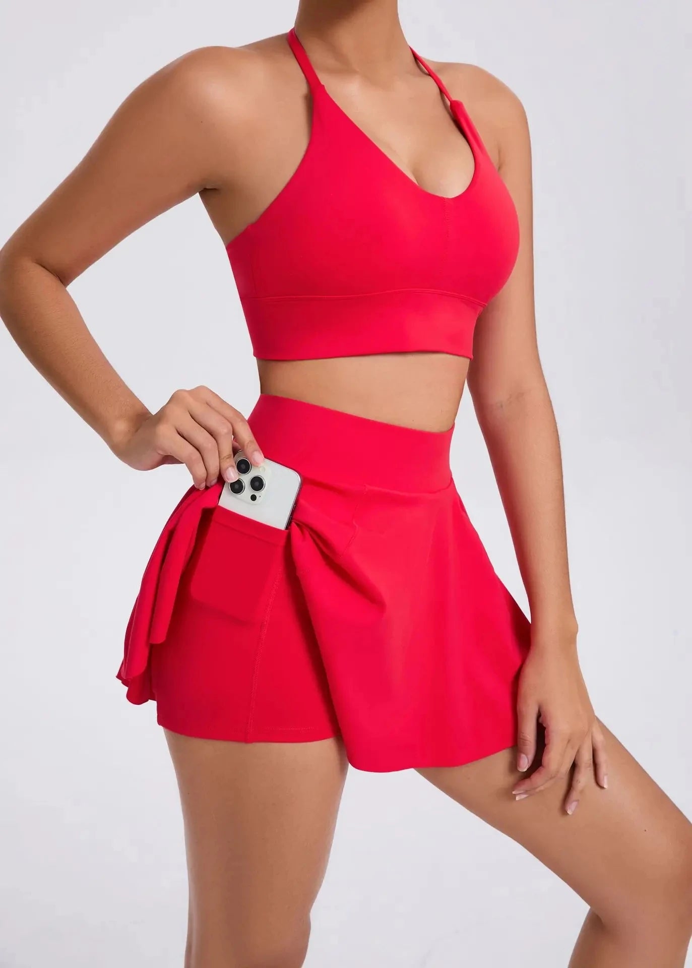Match Maiden | Sport Bra + Skort w/ Pockets Matching Set