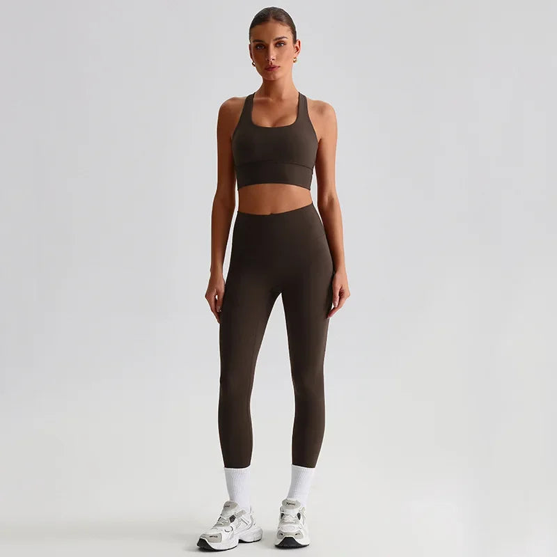 May Your Delulu Come Truelulu | Strappy X-Back Fitness Bra + High Waisted Leggings Set