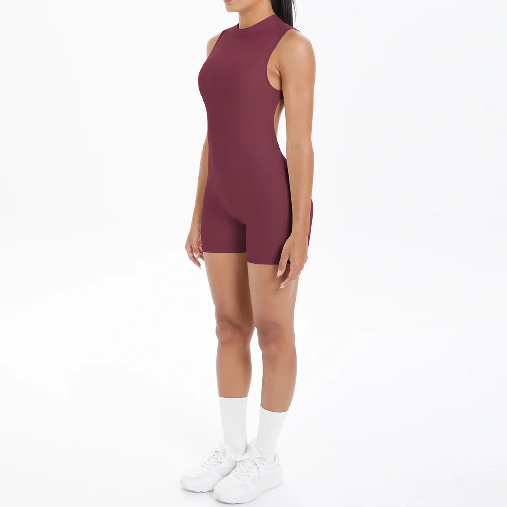 Backless Babe | Backless Tank-Short Romper Jumpsuit Active One-Piece