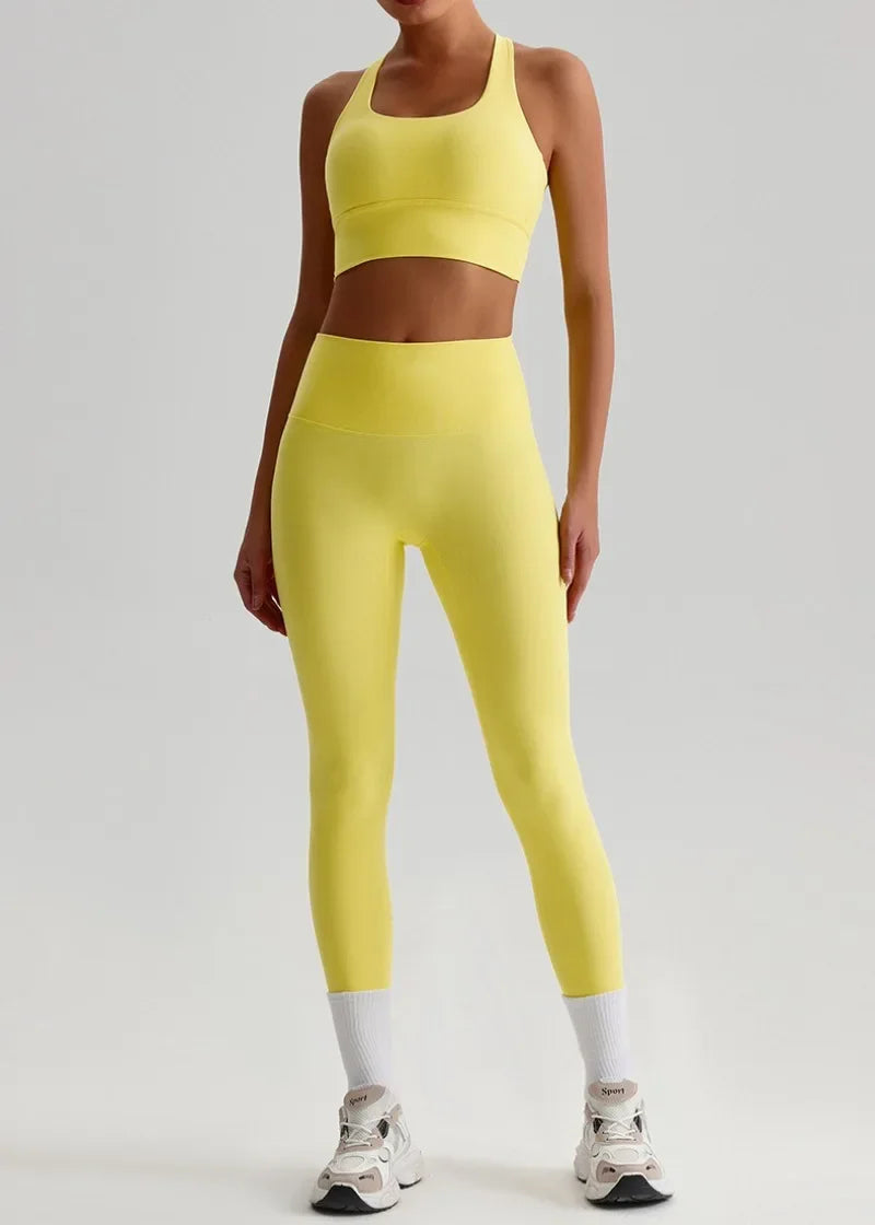 May Your Delulu Come Truelulu | Strappy X-Back Fitness Bra + High Waisted Leggings Set