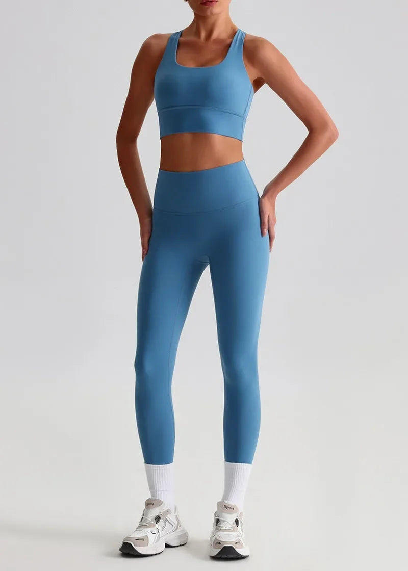 May Your Delulu Come Truelulu | Strappy X-Back Fitness Bra + High Waisted Leggings Set