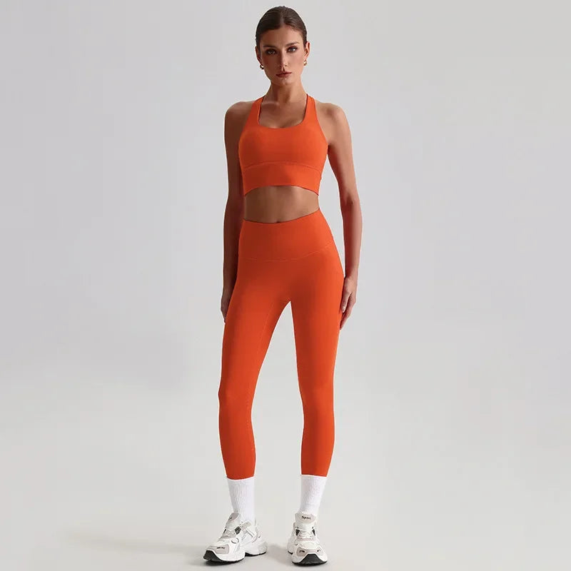 May Your Delulu Come Truelulu | Strappy X-Back Fitness Bra + High Waisted Leggings Set