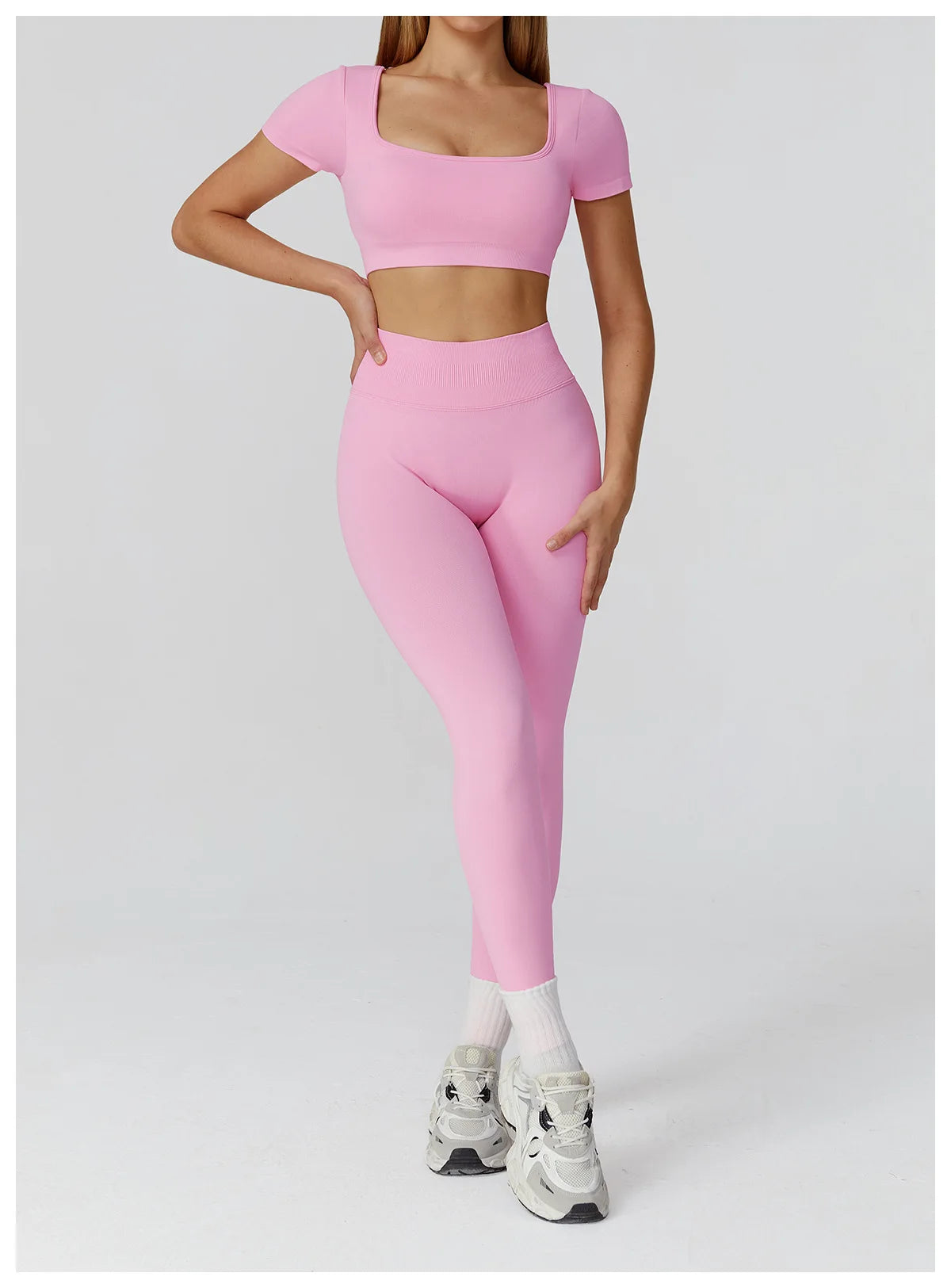 Too Cute To Cover | Backless Crop Top + High Waist Active Leggings Set