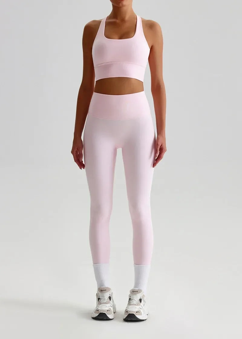 May Your Delulu Come Truelulu | Strappy X-Back Fitness Bra + High Waisted Leggings Set