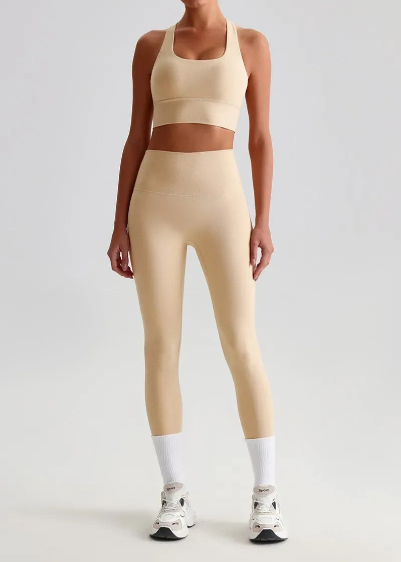 May Your Delulu Come Truelulu | Strappy X-Back Fitness Bra + High Waisted Leggings Set